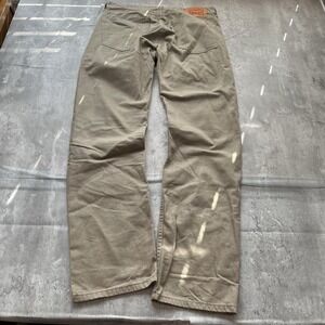 Levis 505 Khaki Jeans Straight Leg 33 x 32 Regular Fit 5 Pocket White Tab